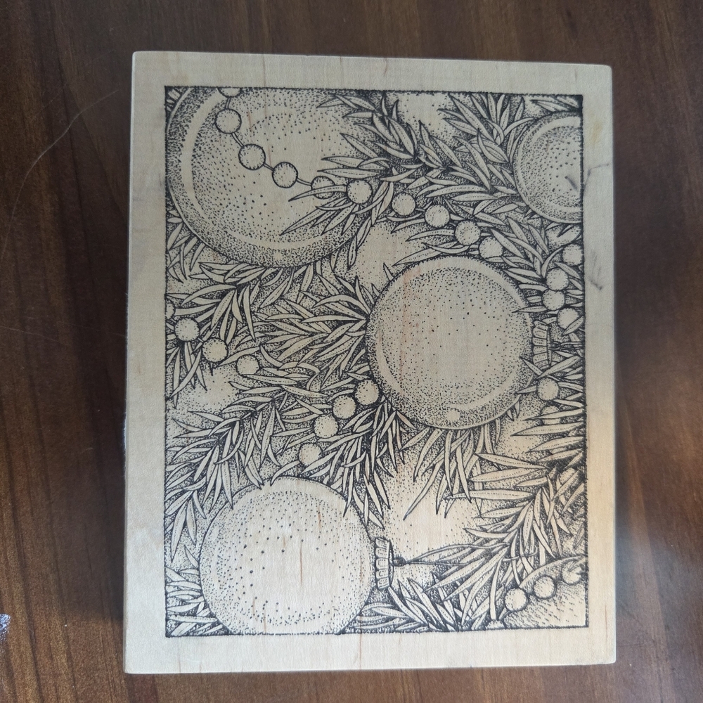 Vintage Christmas Ornament Rubber Stamp
